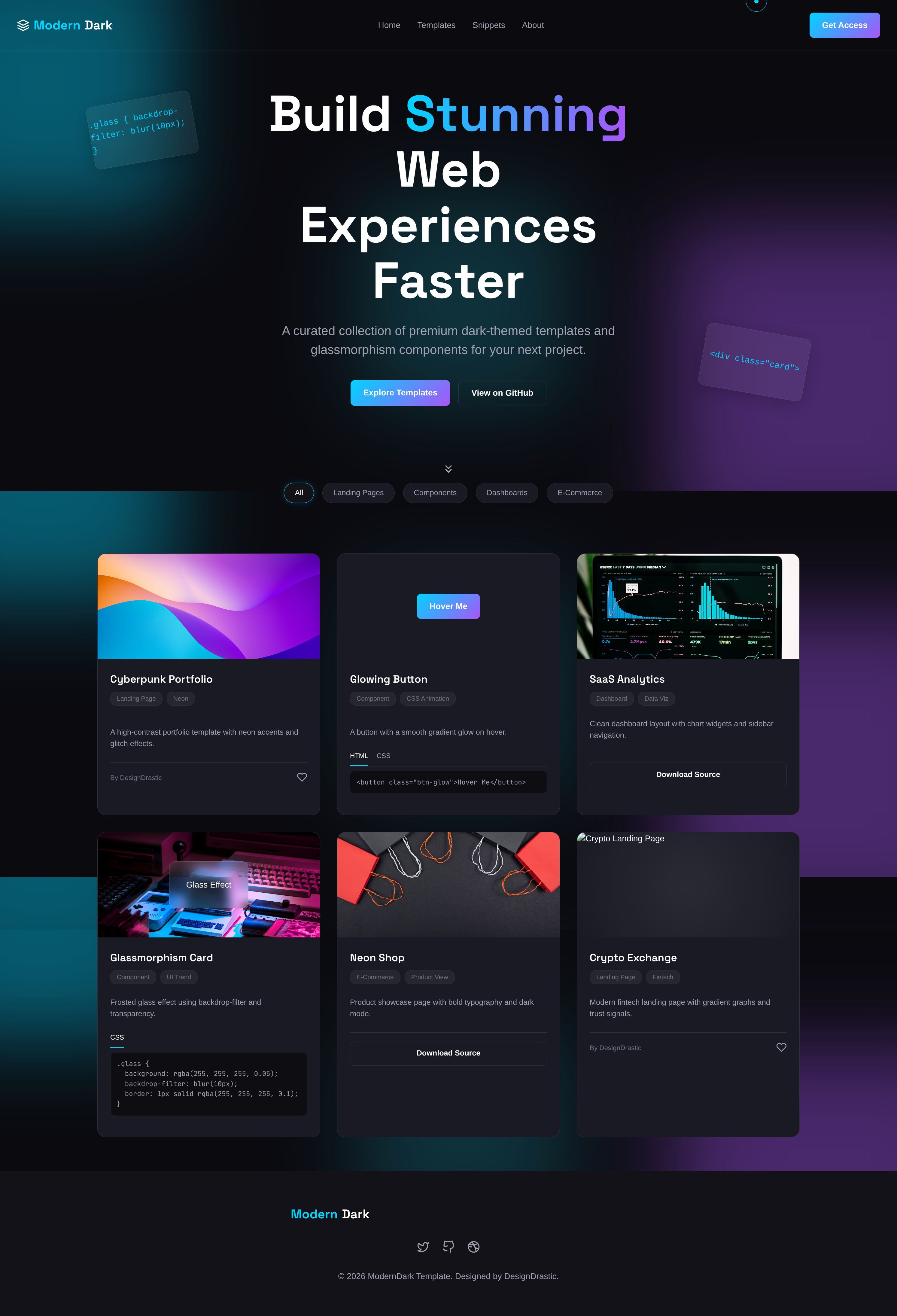 Modern Dark Theme Website Template