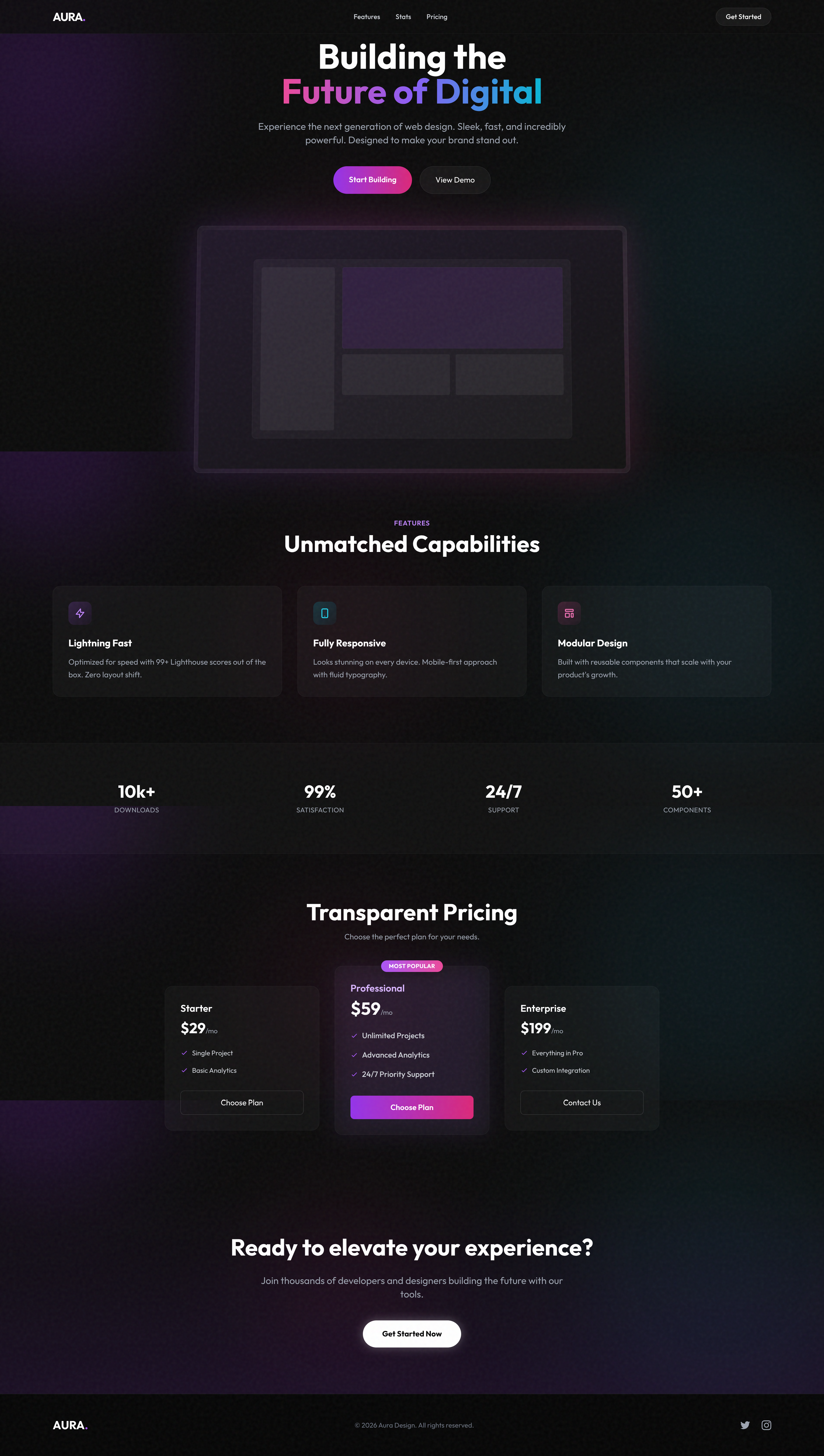 Modern Dark Premium Landing Page